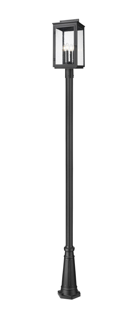 4 Light Outdoor Post Mounted Fixture | 5019PHBR-5011P-BK