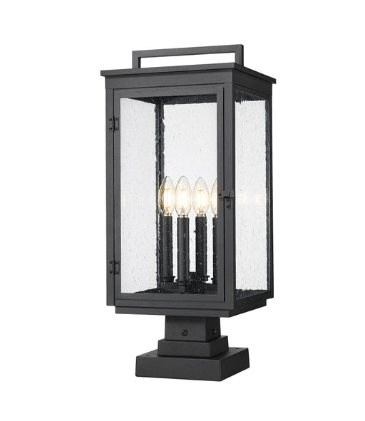 4 Light Outdoor Pier Mounted Fixture | 5019PHBS-SQPM-BK