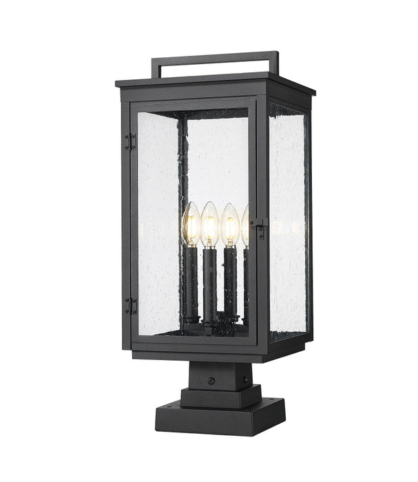 4 Light Outdoor Pier Mounted Fixture | 5019PHBS-SQPM-BK