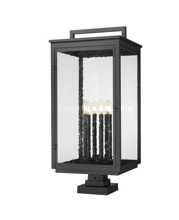 6 Light Outdoor Pier Mounted Fixture | 5019PHXXLS-SQPM-BK