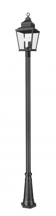3 Light Outdoor Post Mounted Fixture | 5029PHBR-5011P-BK
