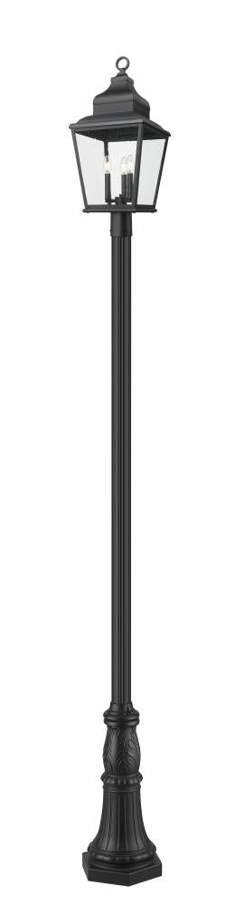3 Light Outdoor Post Mounted Fixture | 5029PHBR-518P-BK