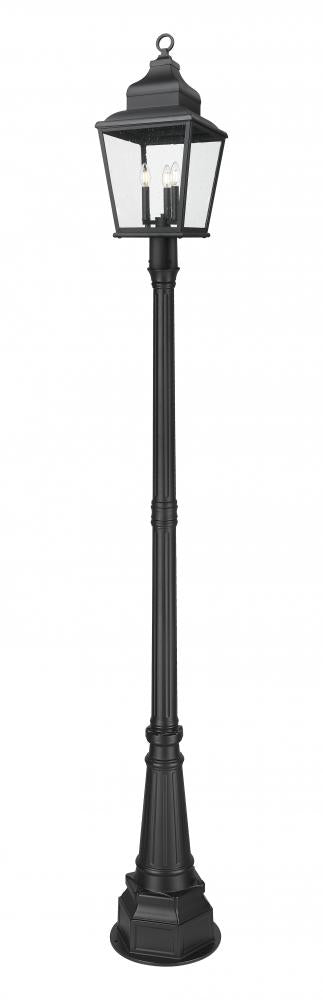 3 Light Outdoor Post Mounted Fixture | 5029PHBR-564P-BK