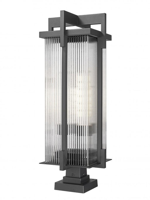 3 Light Outdoor Pier Mounted Fixture | 5031PHXLS-SQPM-BK