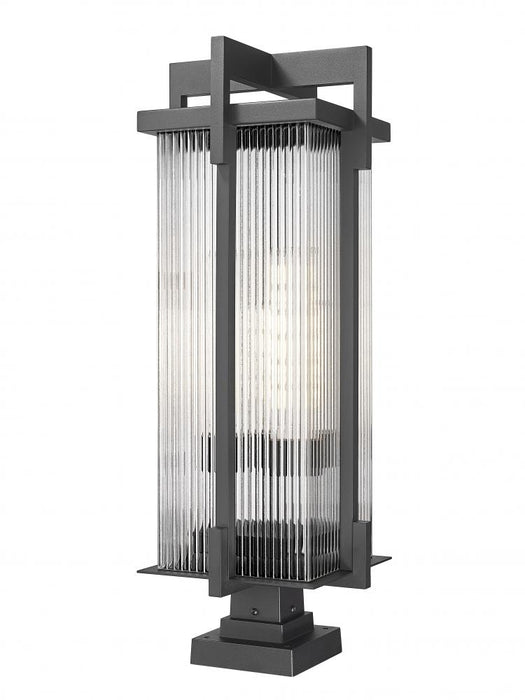3 Light Outdoor Pier Mounted Fixture | 5031PHXLS-SQPM-BK
