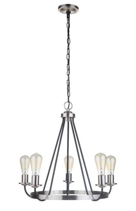 Craftmade Randolph 5 Light Chandelier in Flat Black/Brushed Polished Nickel