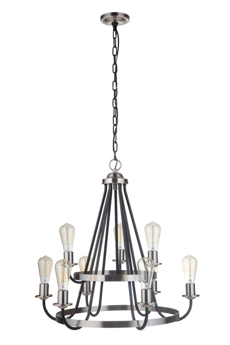 Craftmade Randolph 9 Light Chandelier in Flat Black/Brushed Polished Nickel