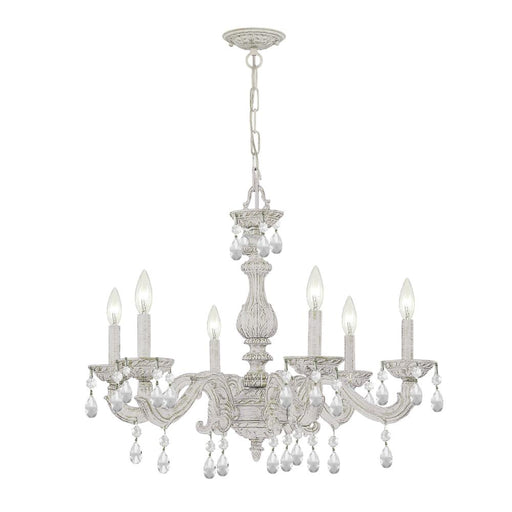 Crystorama Paris Market 6 Light Clear Crystal Antique White Chandelier