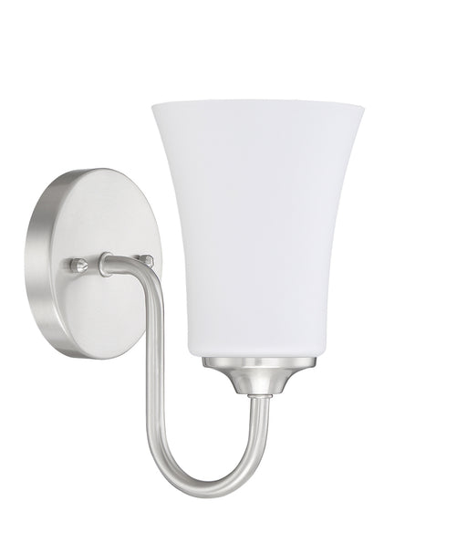 Craftmade Gwyneth 1 Light Wall Sconce in Brushed Polished Nickel (White Glass)