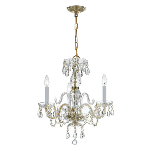 Crystorama Traditional Crystal 3 Light Clear Crystal Polished Brass Mini Chandelier