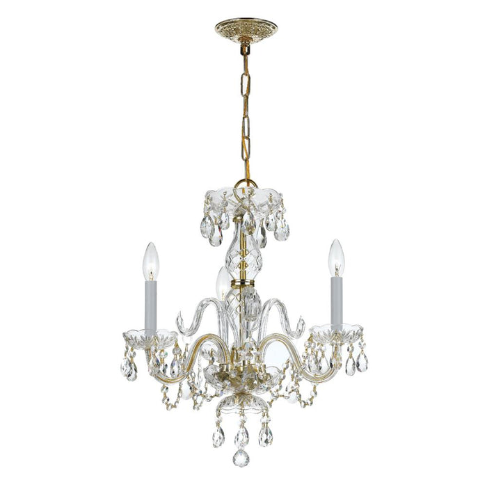 Crystorama Traditional Crystal 3 Light Spectra Crystal Polished Brass Mini Chandelier