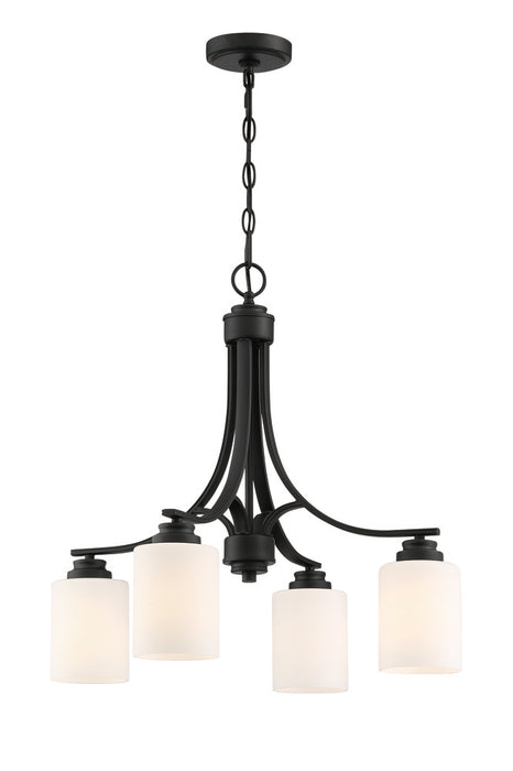 Craftmade Bolden 4 Light Chandelier in Flat Black (White Glass)