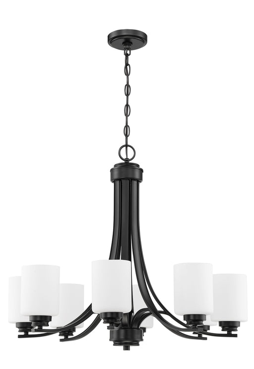 Craftmade Bolden 8 Light Chandelier in Flat Black (White Glass)