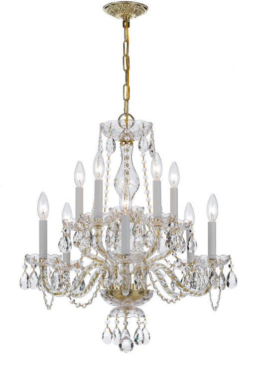 Traditional Crystal 10 Light Clear Italian Crystal Polished Brass Chandelier | 5080-PB-CL-I