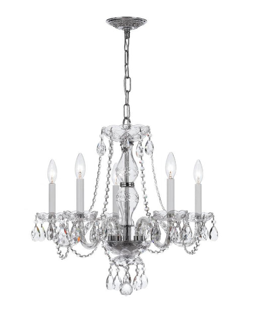 Traditional Crystal 5 Light Clear Italian Crystal Polished Chrome Chandelier | 5085-CH-CL-I