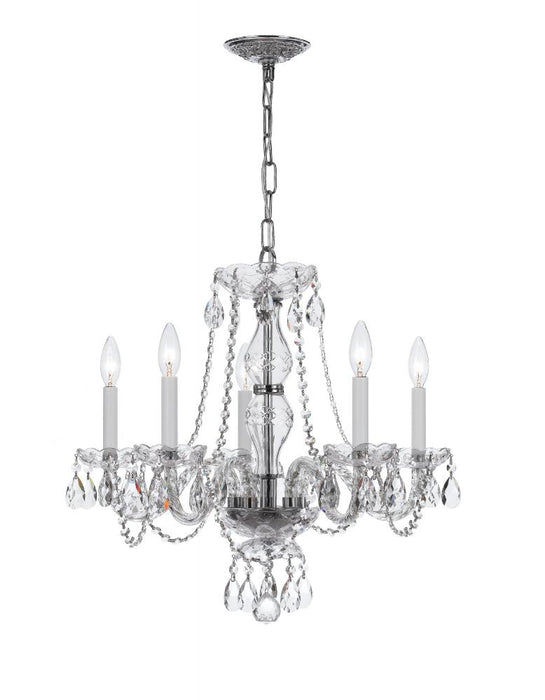 Traditional Crystal 5 Light Clear Italian Crystal Polished Chrome Chandelier | 5085-CH-CL-I