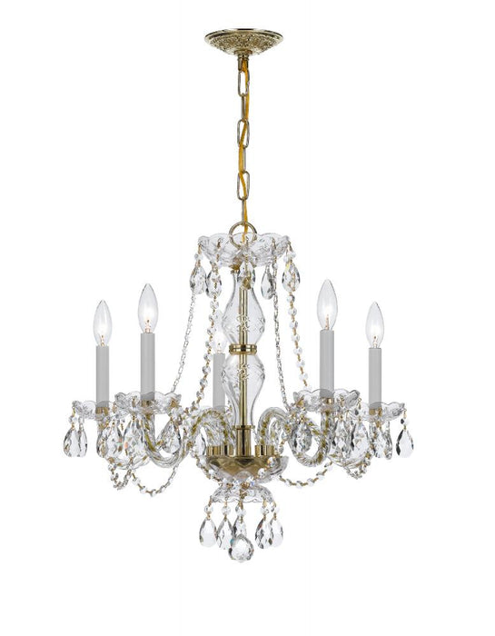 Traditional Crystal 5 Light Clear Italian Crystal Polished Brass Chandelier | 5085-PB-CL-I