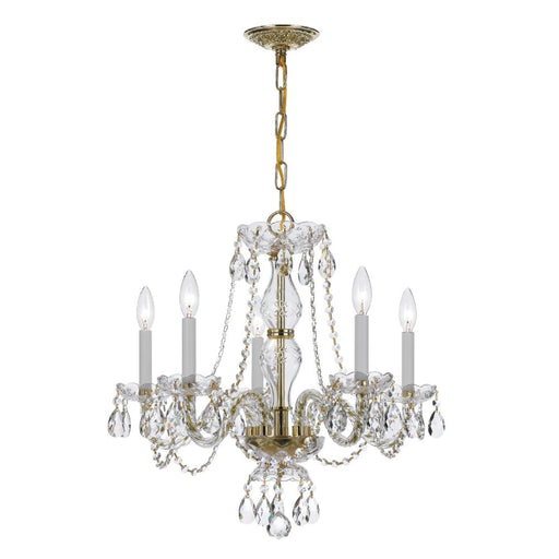 Crystorama Traditional Crystal 5 Light Clear Crystal Polished Brass Chandelier