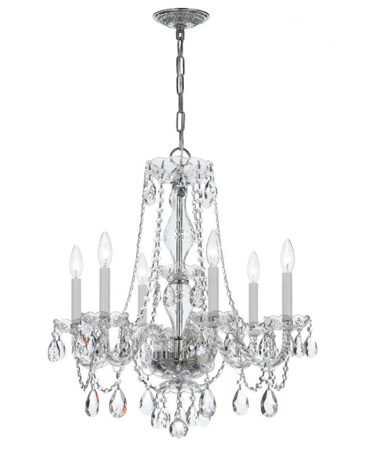 Traditional Crystal 6 Light Clear Italian Crystal Polished Chrome Chandelier | 5086-CH-CL-I
