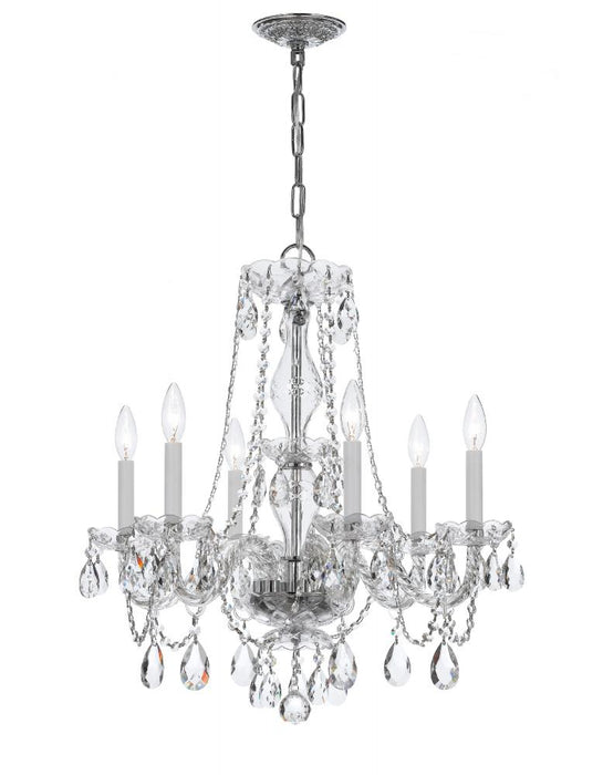 Traditional Crystal 6 Light Clear Italian Crystal Polished Chrome Chandelier | 5086-CH-CL-I