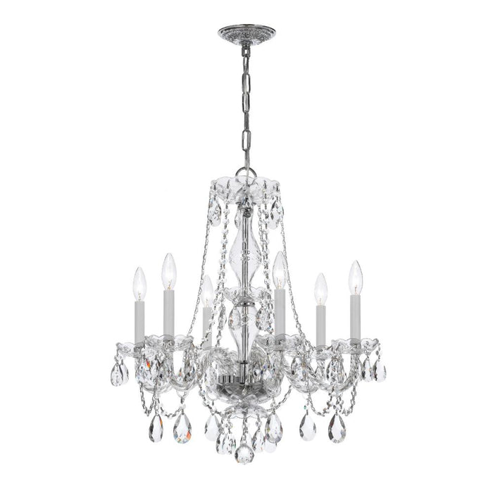 Crystorama Traditional Crystal 6 Light Swarovski Strass Crystal Polished Chrome Chandelier