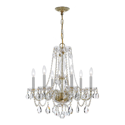Crystorama Traditional Crystal 6 Light Spectra Crystal Polished Brass Chandelier
