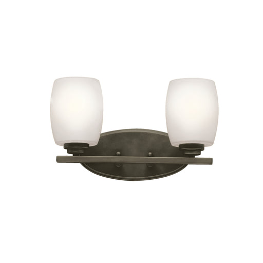 Kichler Eileen 14.25" 2 Light Vanity Light with Satin Etched Cased Opal Glass in Olde BronzeÂ®