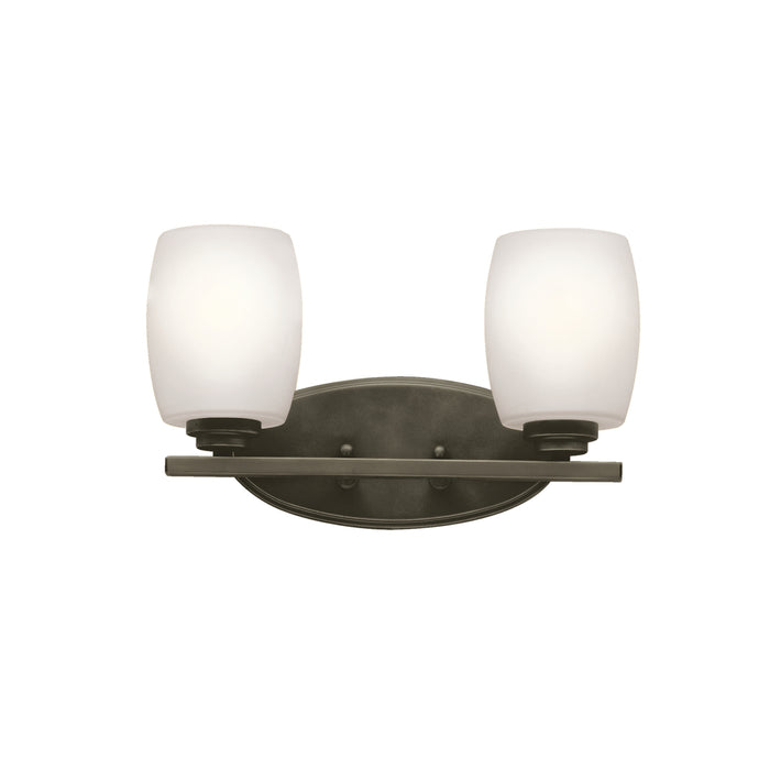 Kichler Eileen 14.25" 2 Light Vanity Light with Satin Etched Cased Opal Glass in Olde BronzeÂ®