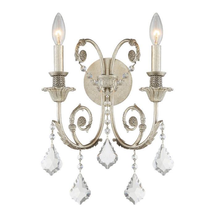 Crystorama Regis 2 Light Spectra Crystal Olde Silver Sconce