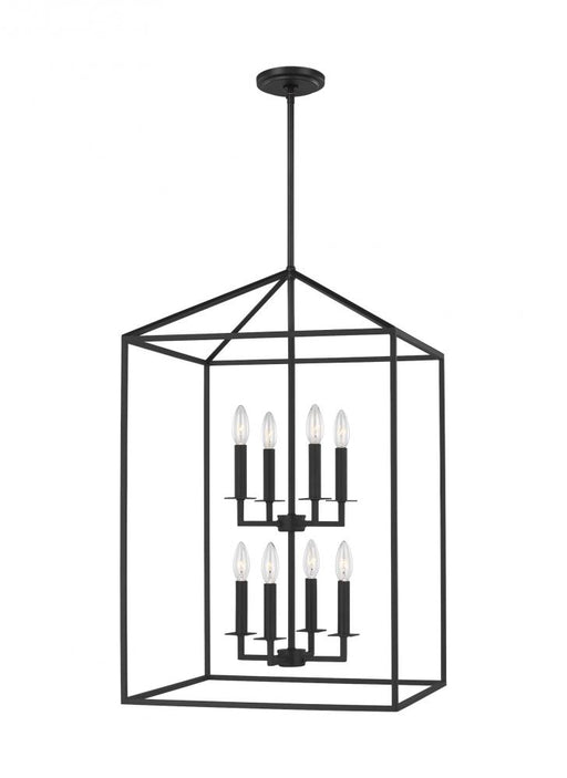 Generation Lighting Perryton transitional 8-light indoor dimmable large ceiling pendant hanging chandelier light in midn