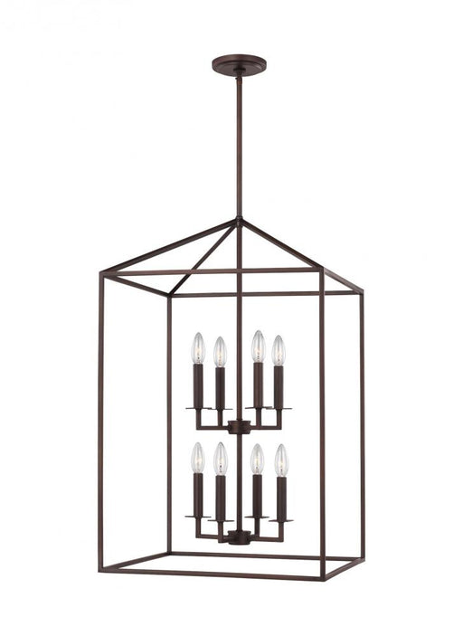 Generation Lighting Perryton transitional 8-light indoor dimmable large ceiling pendant hanging chandelier light in bron