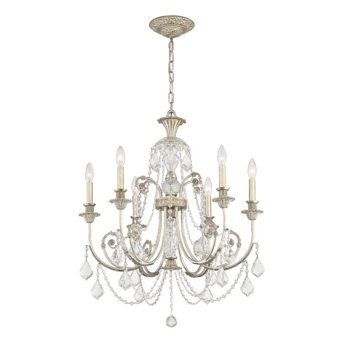 Crystorama Regis 6 Light Swarovski Strass Crystal Olde Silver Chandelier