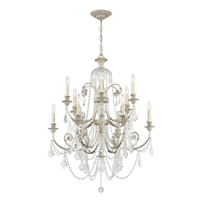 Crystorama Regis 12 Light Swarovski Strass Crystal Olde Silver Chandelier