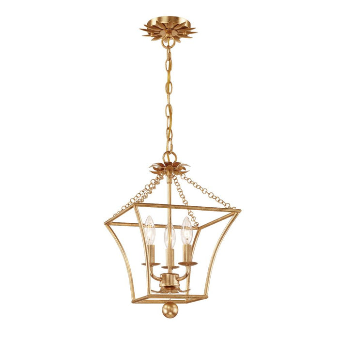Broche 3 Light Antique Gold Lantern Chandelier | 514-GA