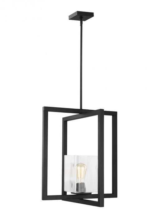 Generation Lighting Mitte transitional 1-light indoor dimmable ceiling hanging single pendant light in midnight black fi