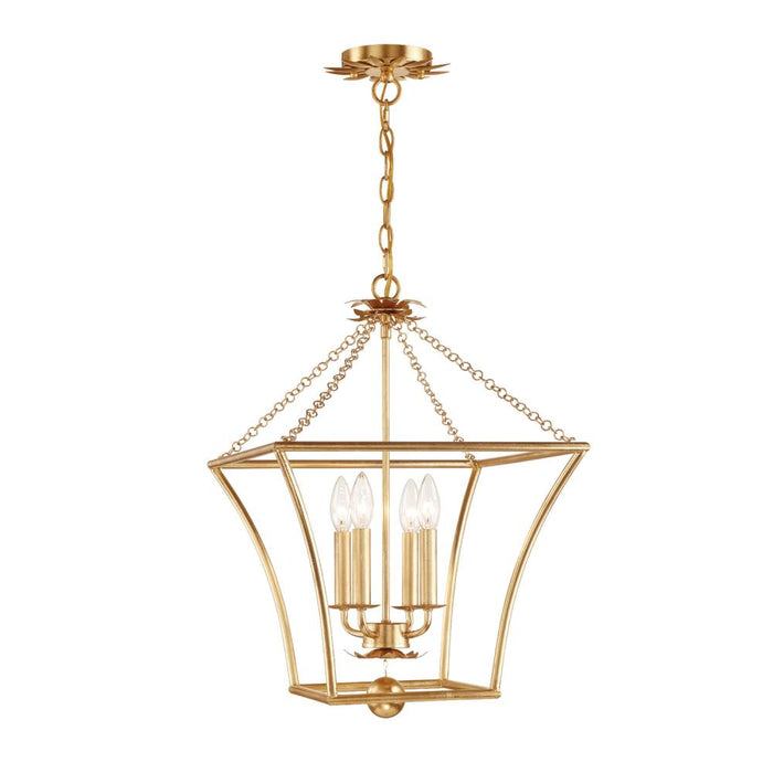 Broche 4 Light Antique Gold Lantern Chandelier | 516-GA