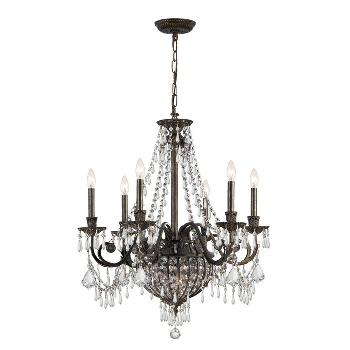 Crystorama Vanderbilt 6 Light Hand Cut Crystal English Bronze Chandelier