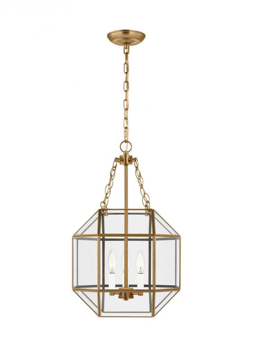 Visual Comfort & Co. Studio Collection Morrison modern 3-light indoor dimmable small ceiling pendant hanging chandelier light in satin bras