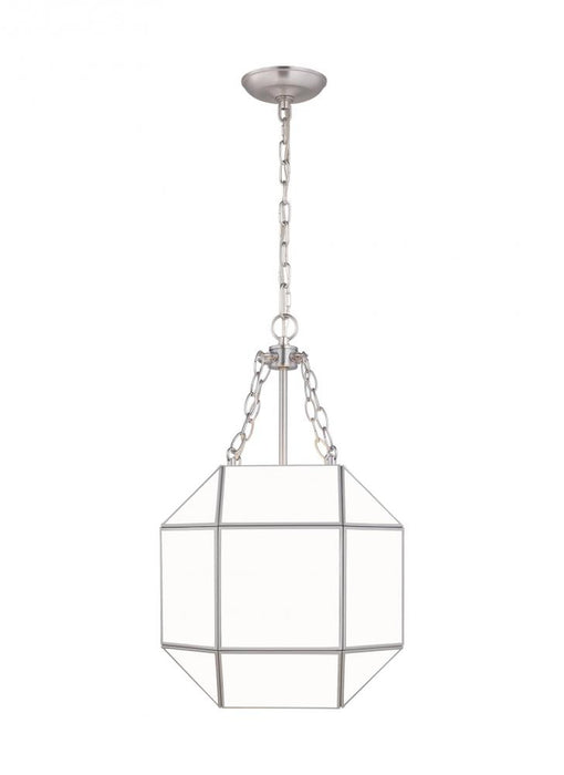 Visual Comfort & Co. Studio Collection Morrison modern 3-light indoor dimmable small ceiling pendant hanging chandelier light in brushed ni