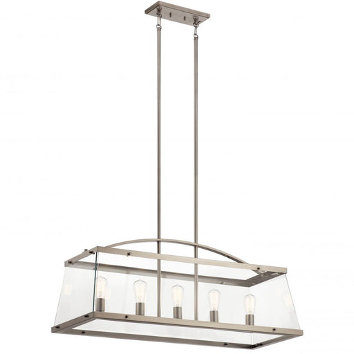 Kichler Darton 40.75" 5 Light Linear Chandelier with Clear Glass in Classic Pewter