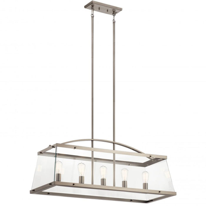Kichler Darton 40.75" 5 Light Linear Chandelier with Clear Glass in Classic Pewter