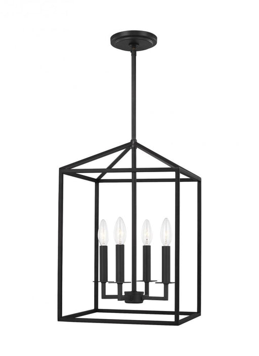 Generation Lighting Perryton transitional 4-light indoor dimmable small ceiling pendant hanging chandelier light in midn