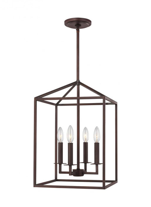 Generation Lighting Perryton transitional 4-light indoor dimmable small ceiling pendant hanging chandelier light in bron