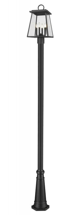 4 Light Outdoor Post Mounted Fixture | 521PHBR-519P-BK