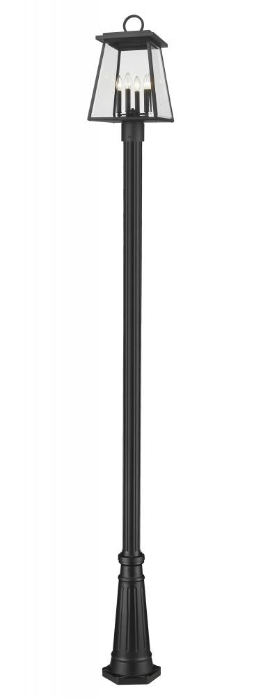 4 Light Outdoor Post Mounted Fixture | 521PHBR-519P-BK