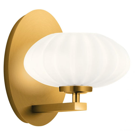 Kichler Pim 8" 1 Light Wall Sconce with Satin Etched Cased Opal Glass in Fox Gold