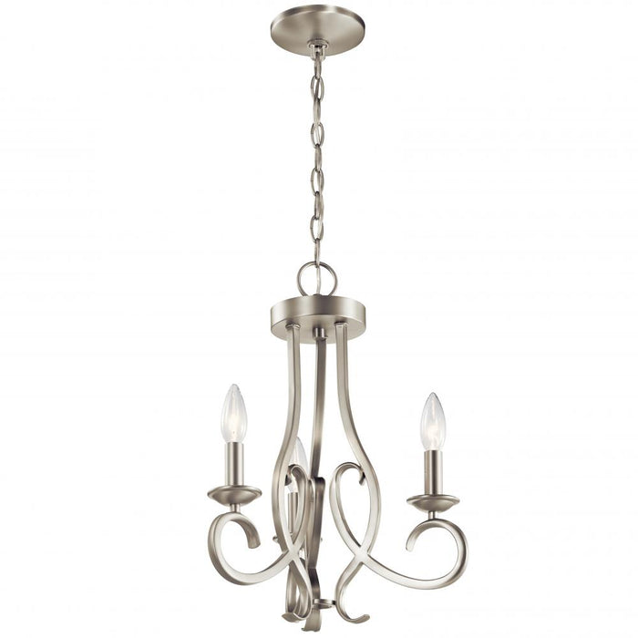 Kichler Ania 3 Light Convertible Chandelier Brushed Nickel