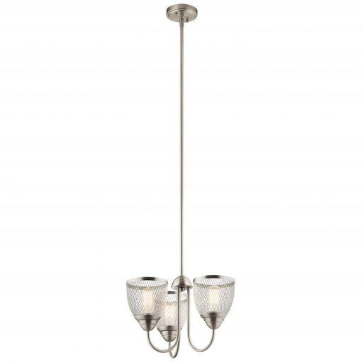 Kichler Voclain 12.5" 3 Light Convertible Chandelier/Semi Flush with Mesh Shade in Brushed Nickel