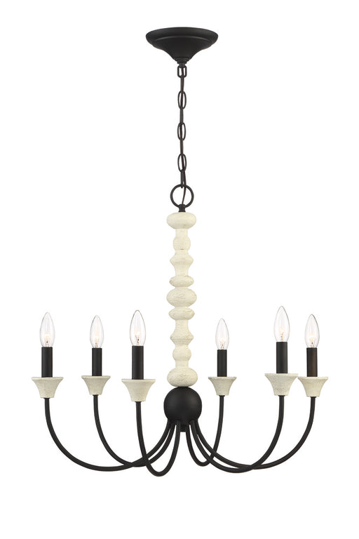 Craftmade Meadow Place 6 Light Chandelier in Cottage White/Espresso