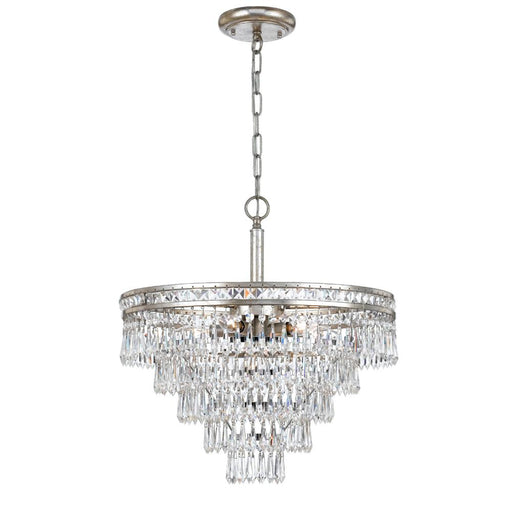 Crystorama Mercer 7 Light Hand Cut Crystal Olde Silver Convertible Chandelier